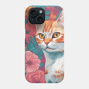 Blooming Tabby Cat, Orange Tabby with Flowers Phone Case