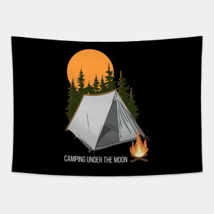 Camping Under the Moon - Camping Quote Tapestry