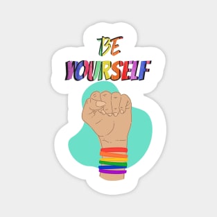 Be Yourself - Rainbow Bands - Gay Pride Magnet