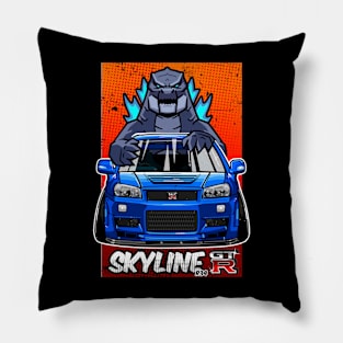 Skyline R34 front Pillow