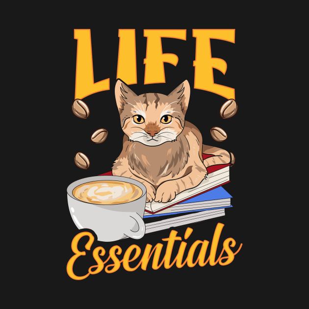 Cute Life Essentials Are Coffee, Books, and Cats by theperfectpresents