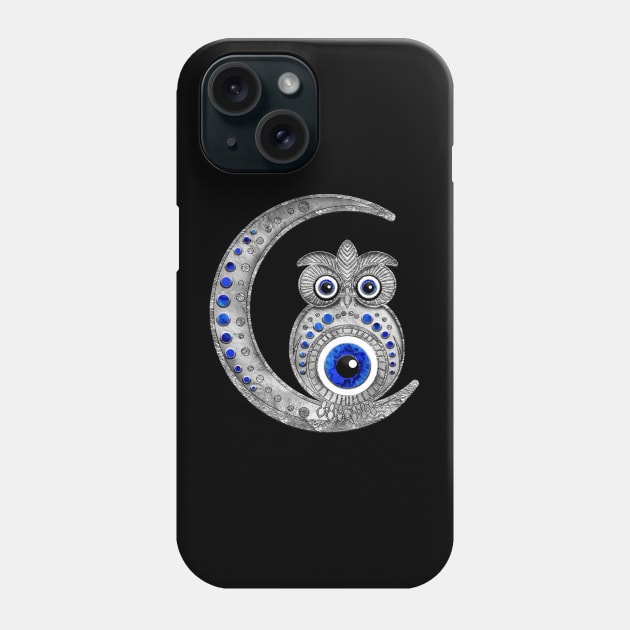 Evil Eye Amulet - Owl on the moon Phone Case by Nartissima
