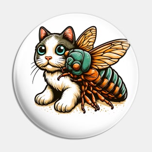 FUNNY CAT AND CICADAS 2024 DESIGN FOR GIRL AND BOY KIDS Pin