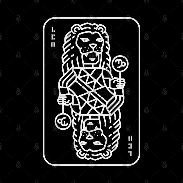 Leo Zodiac horoscope line art playing card style by Shankara