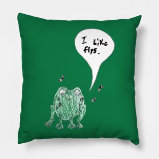 The Frog Says I Like Flies Pillow