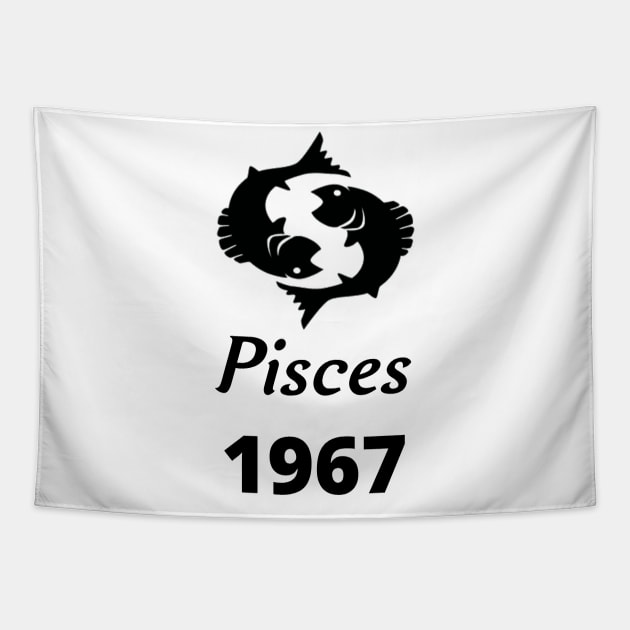 Black Zodiac Birthday Pisces 1967 Tapestry by Down Home Tees