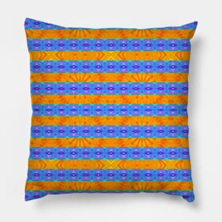 Orange and Blue Striped Pattern Pillow