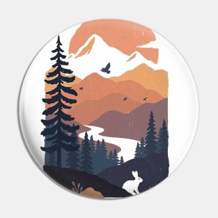 Peaceful Mountain Forest Sunset Pin