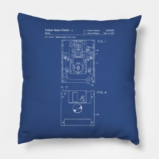 Floppy Disk Patent - Geek Tech Lover Gamer Programmer Art - Blueprint Pillow