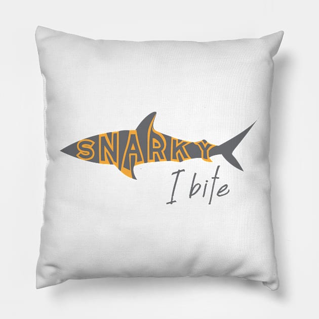 Funny Snarky I Bite Shark Pillow by whyitsme