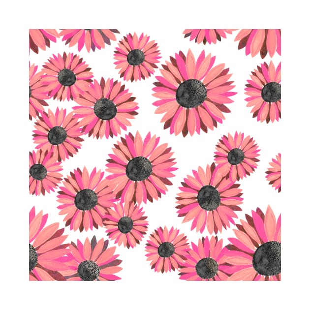 Watercolor Sunflowers Pattern - Pink Background by monitdesign