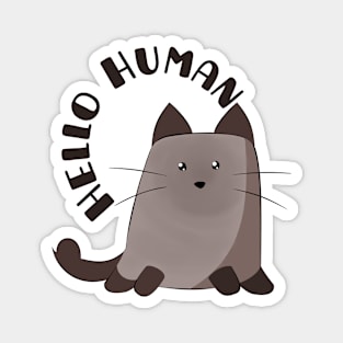 cute cat hello human vintage retro T-Shirt T-Shirt Magnet