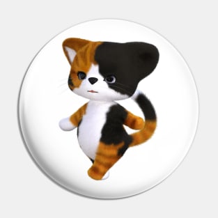 3D rendering of an adorable Calico Kitten Pin