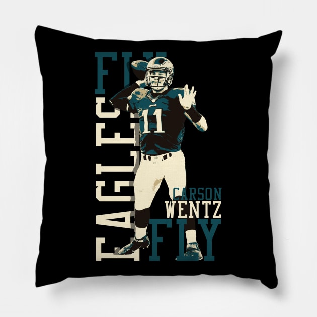 Fly Eagles Fly Carson Wentz Pillow by mia_me