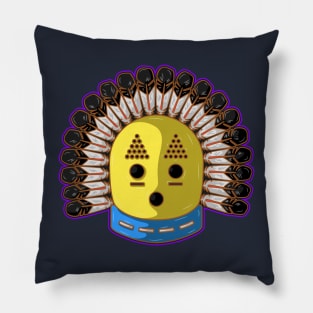 Native american hopi kachina art with rounded feathers Pillow