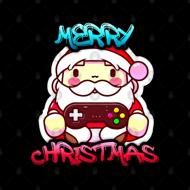 Santa Clause Playing Video Games - Merry Christmas - Winter Graphic Graffiti Art - Holiday Gift by MaystarUniverse