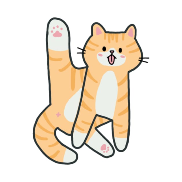 Orange and White Cat Licking Butt by waddleworks