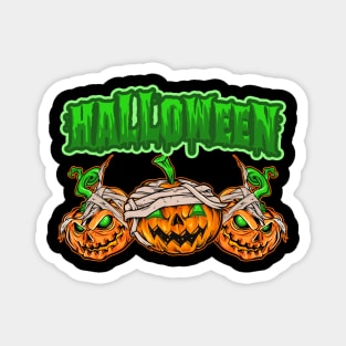 Halloween Zombie Pumpkins Scary Green-Eyed Magnet