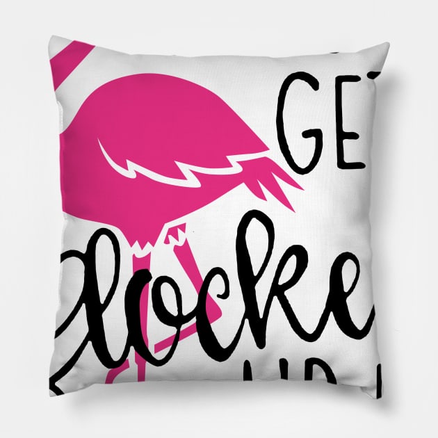 Let's Get Flocked Up Flamingo Pillow by Rumsa