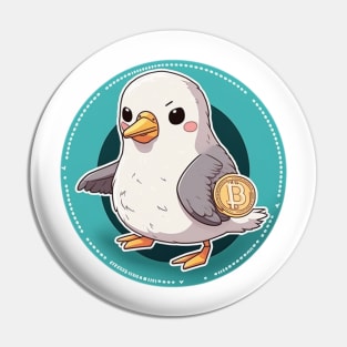 Cute Bird with Bitcoin Coin - Perfect for Crypto Lovers! Pin