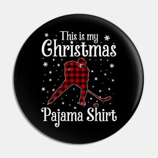 This Is My Christmas Pajama Xmas Funny Ice Hockey Gifts Pin