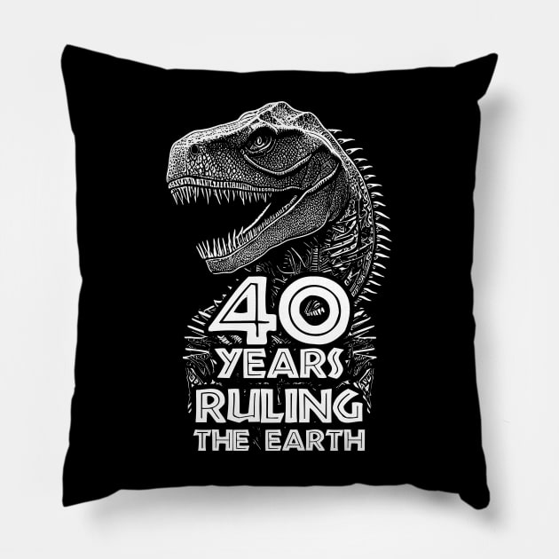 40th Anniversary - Dinosaur Lovers Birthday Pillow by TMBTM