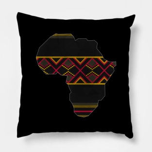 Kente, Africa Map, Black, Ghana Pattern Pillow