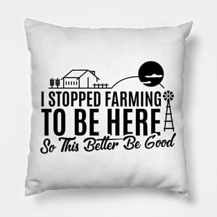 I Stopped Farming to Be Here So This Better Be Good Funny Design Pillow