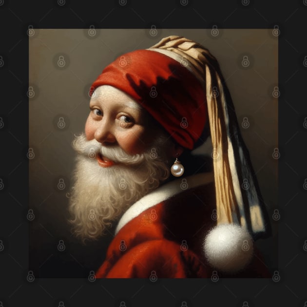 Santa in the Style of Vermeer's Masterpiece - Holiday Parody Art by Edd Paint Something