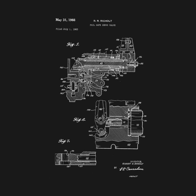 Fail Safe Servo Valve Vintage Patent Hand Drawing by TheYoungDesigns