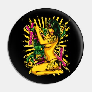 woman skateboarding Pin