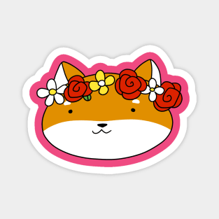 Flower Crown Shiba Face Magnet