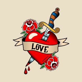 Love Heart - Tattoo Style T-Shirt