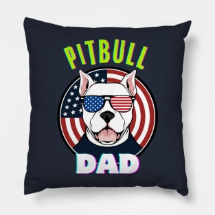 Pitbull Dad USA Flag Pillow