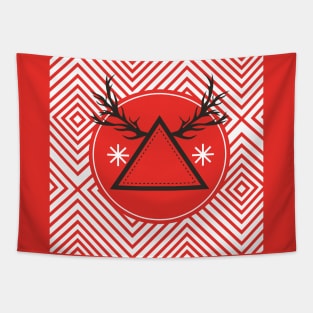 Red Triangle Deer Tapestry