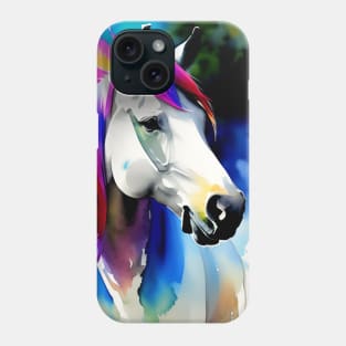 White horse head with colored mane Phone Case