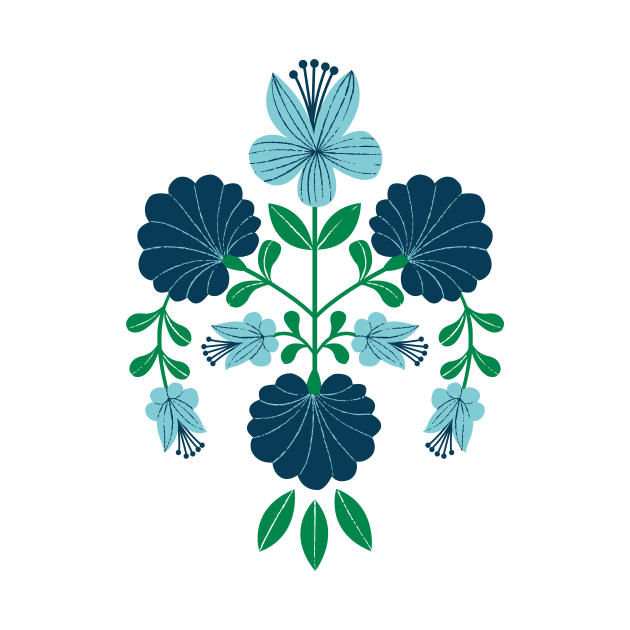 Floral Emblem blues by Maggiemagoo Designs