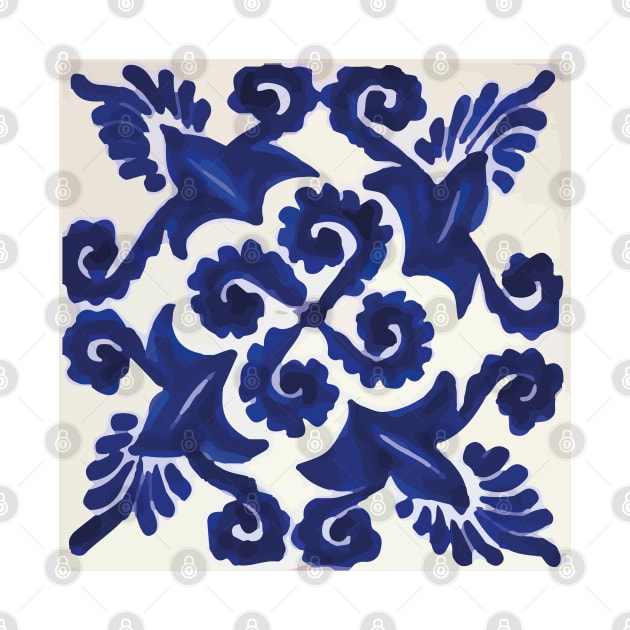 Navy blue mexican classic ceramic talavera tile by T-Mex