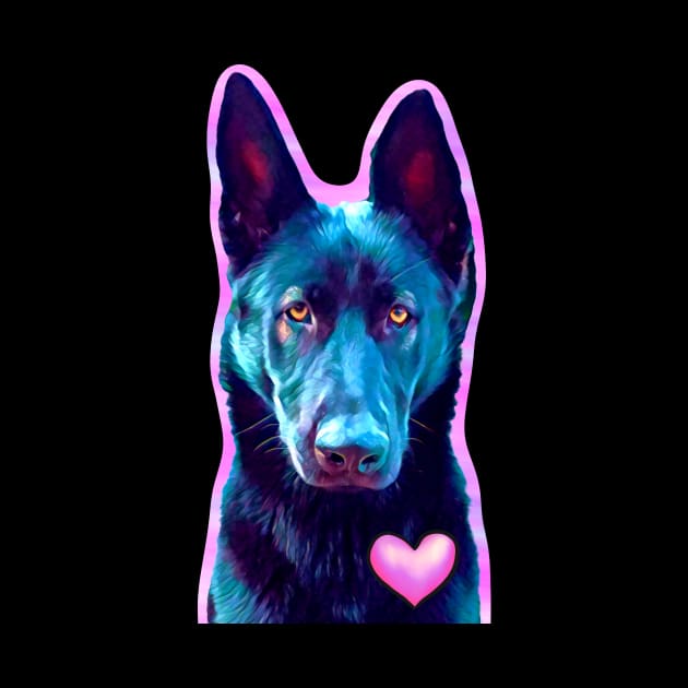 Black German Shepherd Heart for Dog Lovers by Mochi Merch