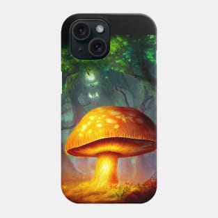 Glowing Magic Mushroom in Enchanted Forest Phone Case