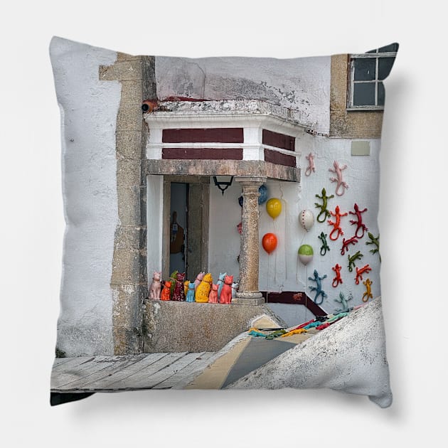 Gift Shop Entrance - Obidos - Portugal Pillow by Marian Voicu