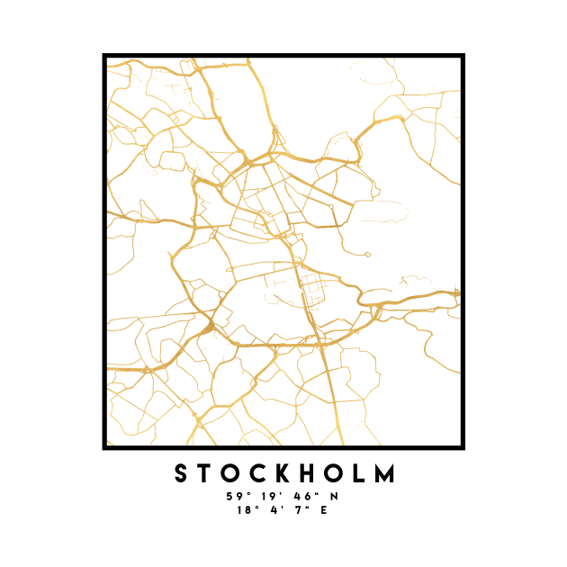 STOCKHOLM SWEDEN CITY STREET MAP ART by deificusArt