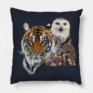 Bengal tiger and owls Pillow