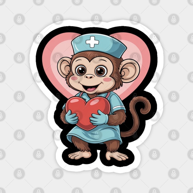 Monkey Nurse Lover Nursing School Nurse Appreciation Magnet by Ink Lines