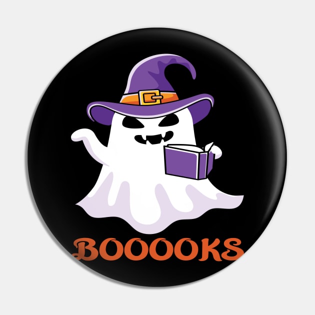 Halloween Booooks Ghost Reading Pin by frondorfelda