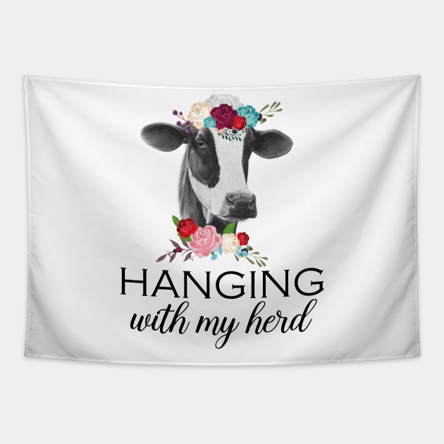 Hanging With My Herd Heifer Cow Tapestry by LotusTee