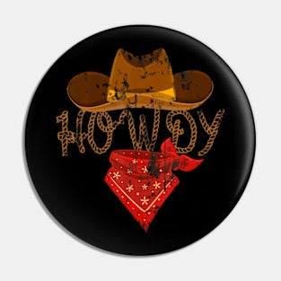 Western Cowboy Howdy Fit Short Sleeve Black Polyester Cotton Pin