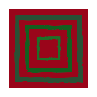 Green Squares on Red T-Shirt