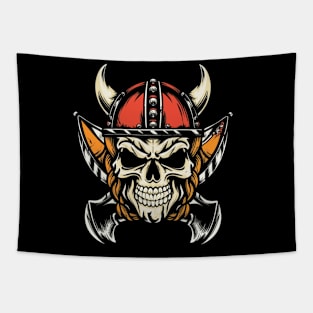 Vikings Skull tattoo art Tapestry