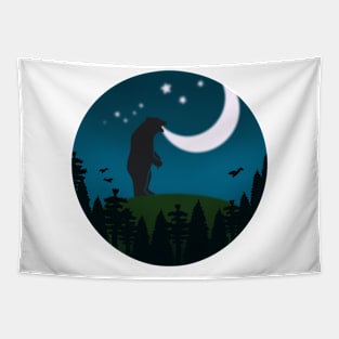 Bear on the night hills Tapestry